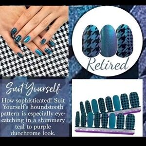 🎉3/$25  ✨Rare ✨Color Street Suit yourself  Houndstooth Teal Purple Duochrome